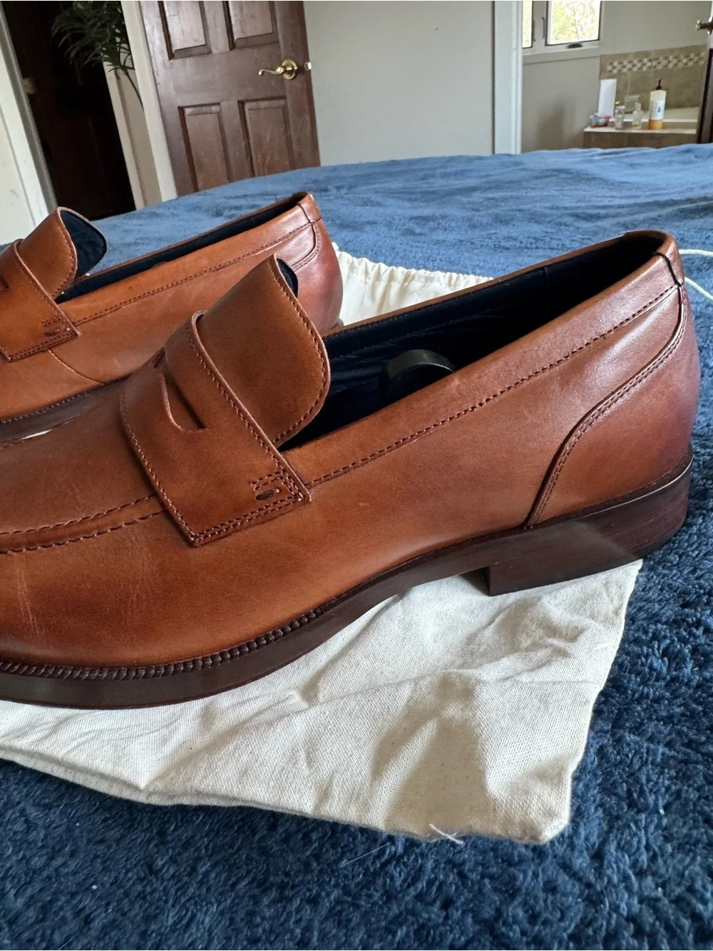 Cole Haan Men’s Brown  Leather Carney Penny Loafers